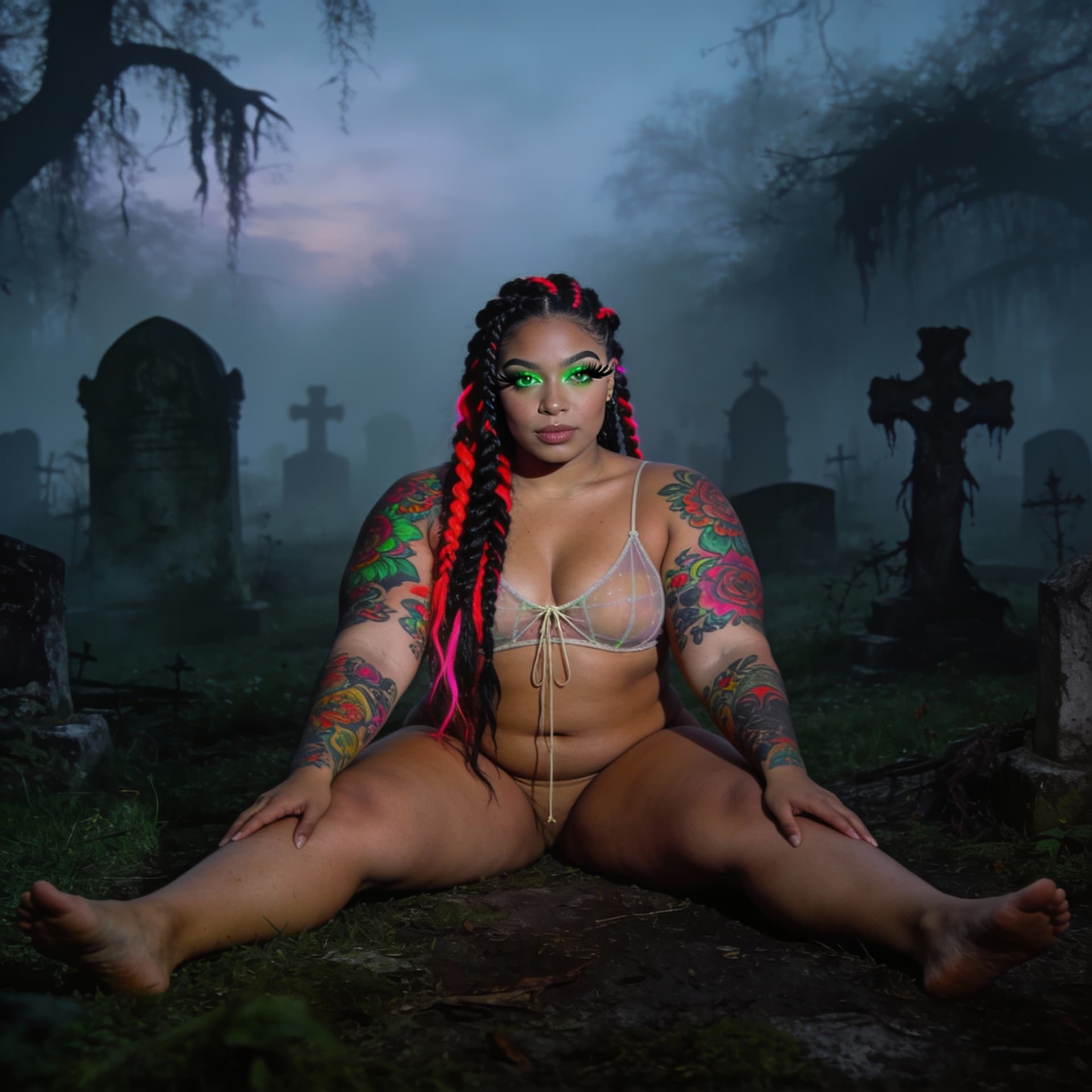 AI generated: A full body photo of a thick Cuban female with a very flirty expression. Her body is firm, thick ton...