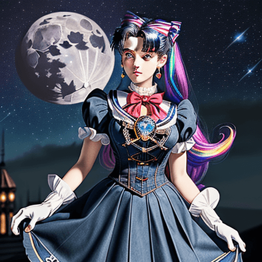 AI generated: Masterpiece, best quality, (1 girl), super sailor moon in Victorian steampunk design, denim shot, ni...
