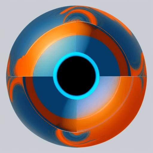 AI generated: 2D sphere with blue and orange surrounded by an orange and blue ring. The blue ring is outside the o...