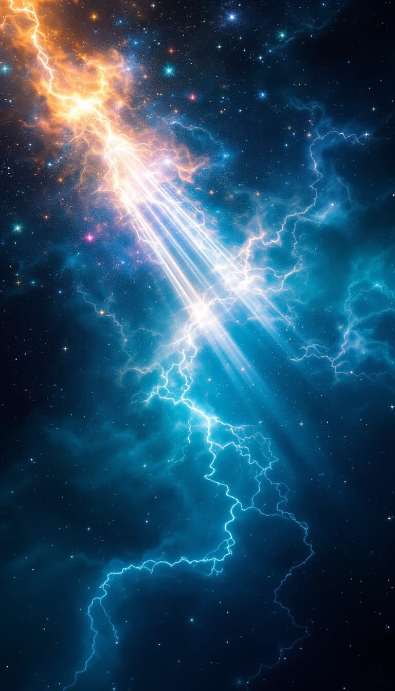 AI generated: a beam of light coming from the universe, representing the connection with God
