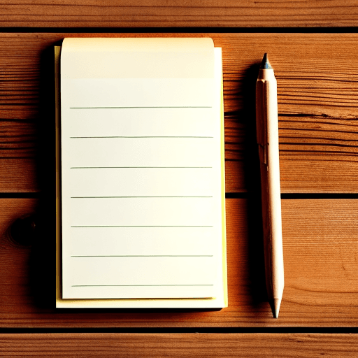 AI generated: open notepad with blank pages, on a Swedish pine wooden floor

