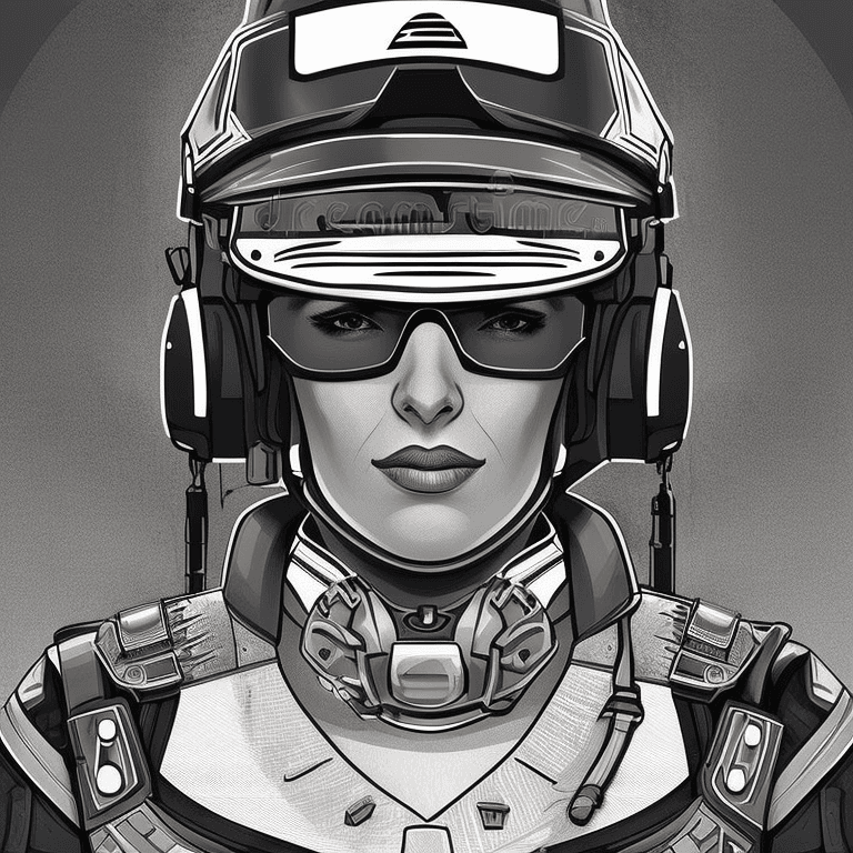 AI generated: hyperrealistic portrait of woman tank commander| full shot| detailed face| symmetric| intricate| rea...