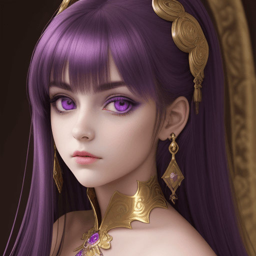 AI generated: High resolution photography, purple heir, twin tale, gold eye,minimum girl