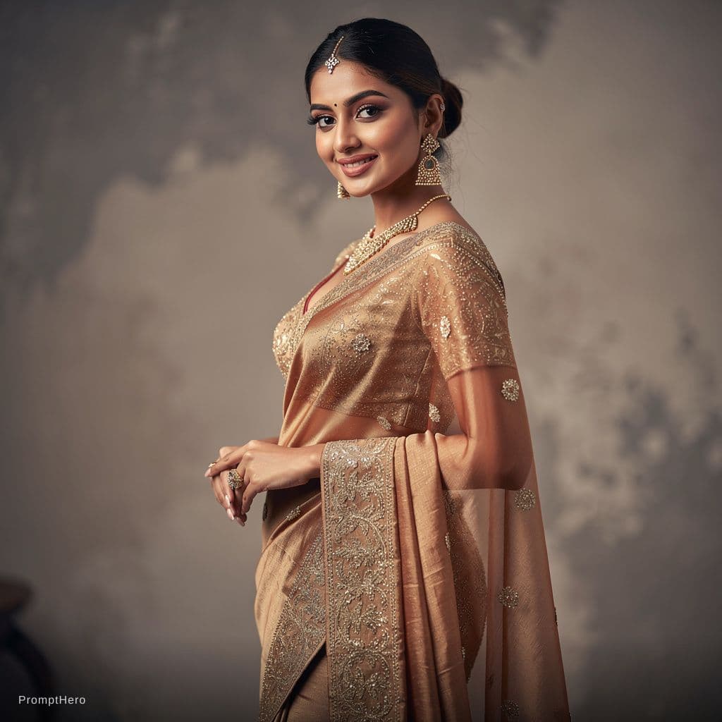 AI generated: Sexy saree beauty big boobs lady