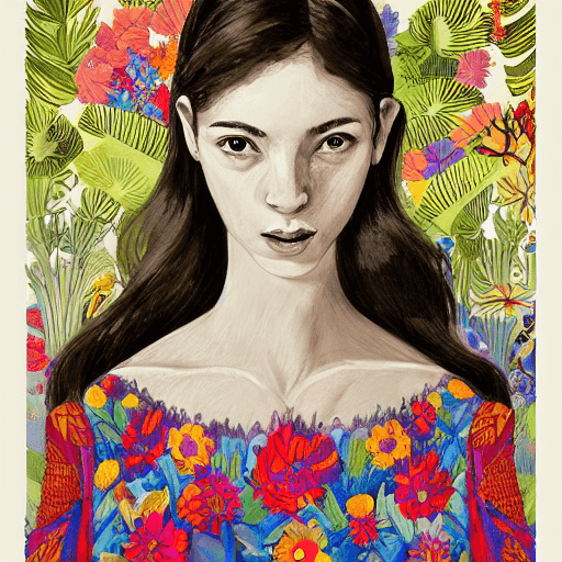 AI generated: Barcelona woman, portrait of an artsy woman, pop, unique, happy, amiling, artistic soul, city, plant...