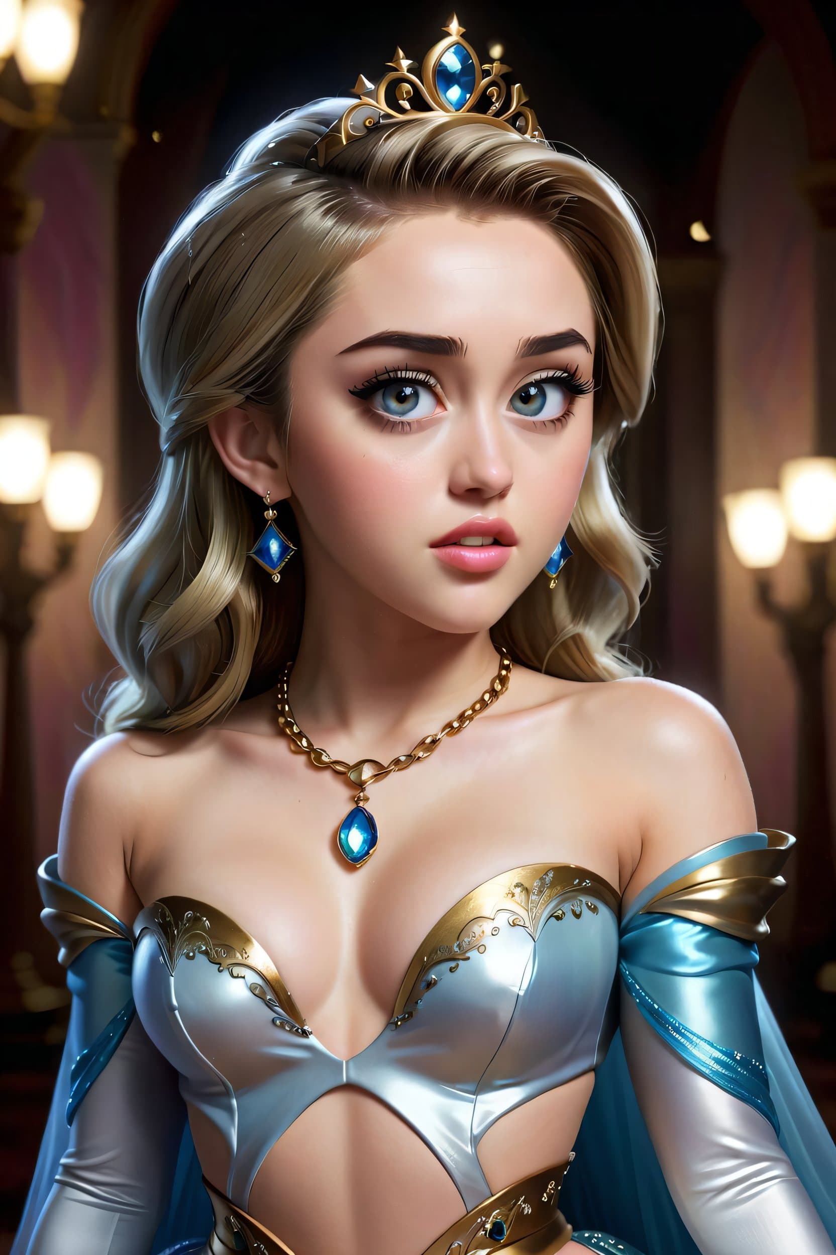 AI generated: modern disney style image of (miley cyrus) as a disney princess, showing her ass, ass focus, tight d...