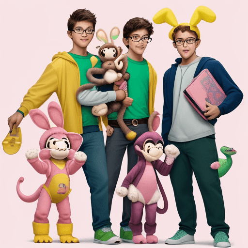 AI generated: Generate an image that represents two twin brothers of Latin origin. One of them must wear glasses a...