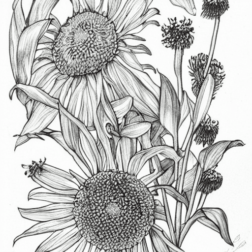 AI generated: corn flower, drawing, beautiful, color