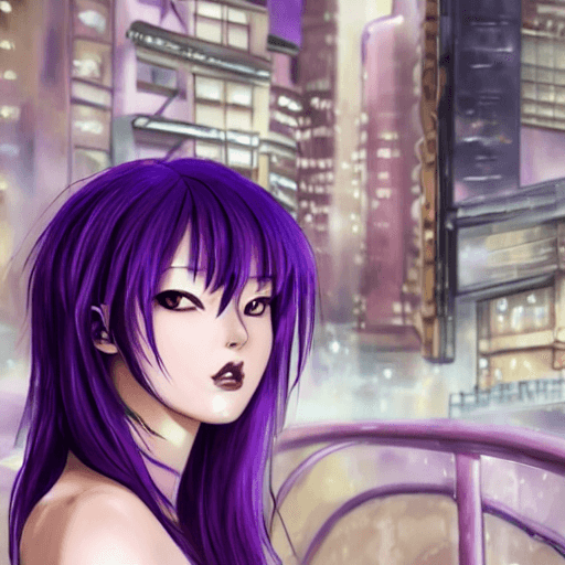 AI generated: Misato Katsuragi, purple hair, cum on face, facial cumshot, semen on face, full body scene, nude, ns...