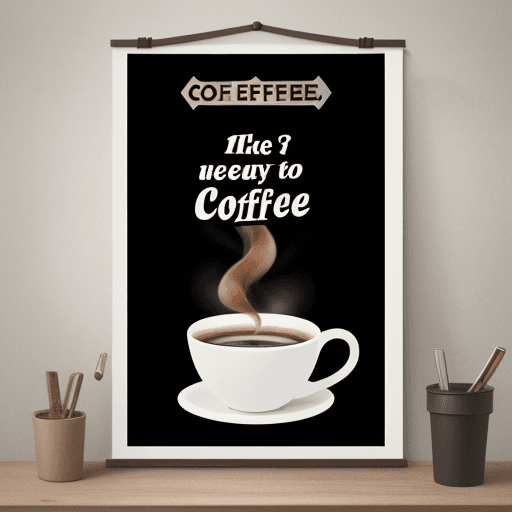 AI generated: a poster ,have a word"wish coffee" on the top  