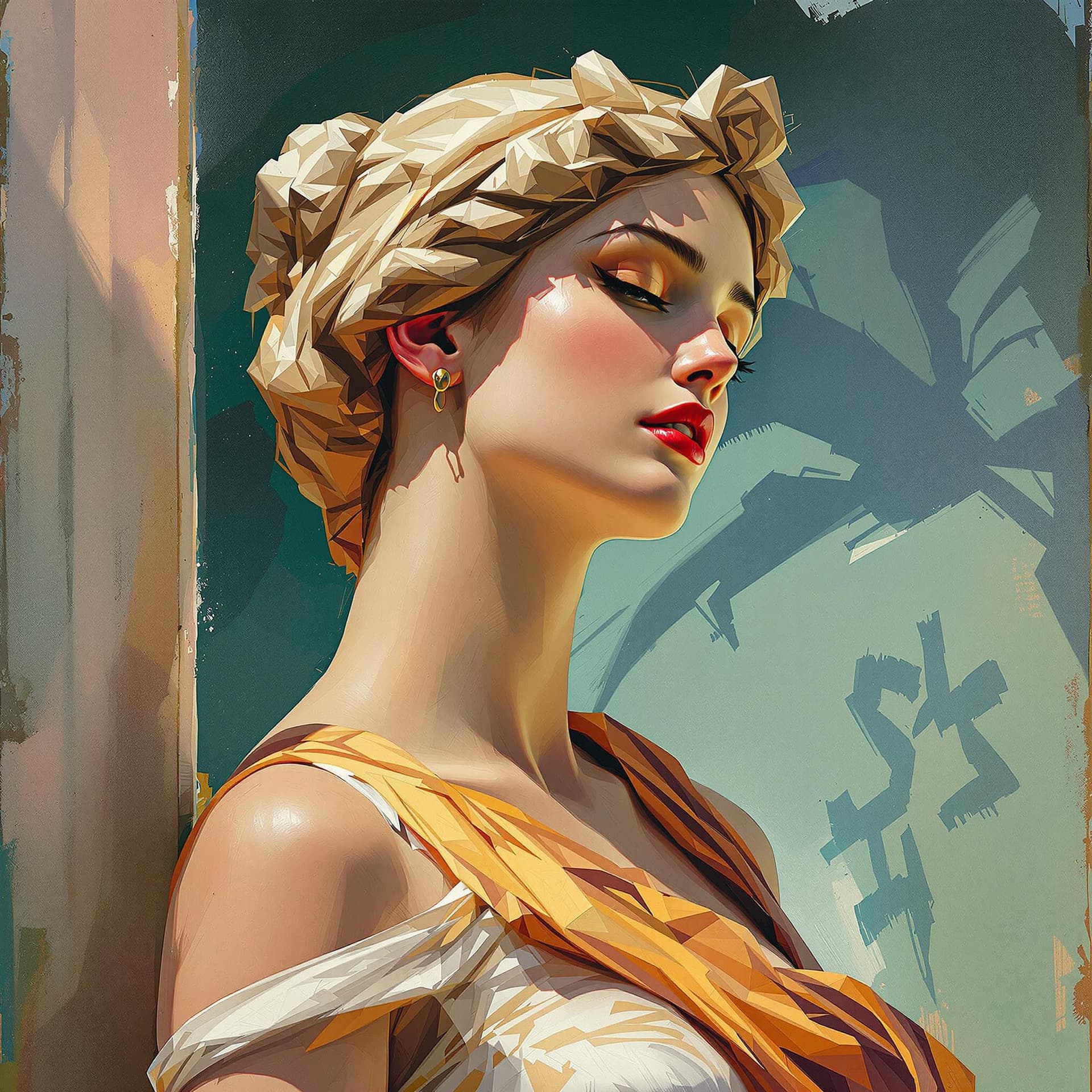 AI generated: Create a richly detailed and visionary full-lenght portrait of the Venus de Milo, inspired by the ma...