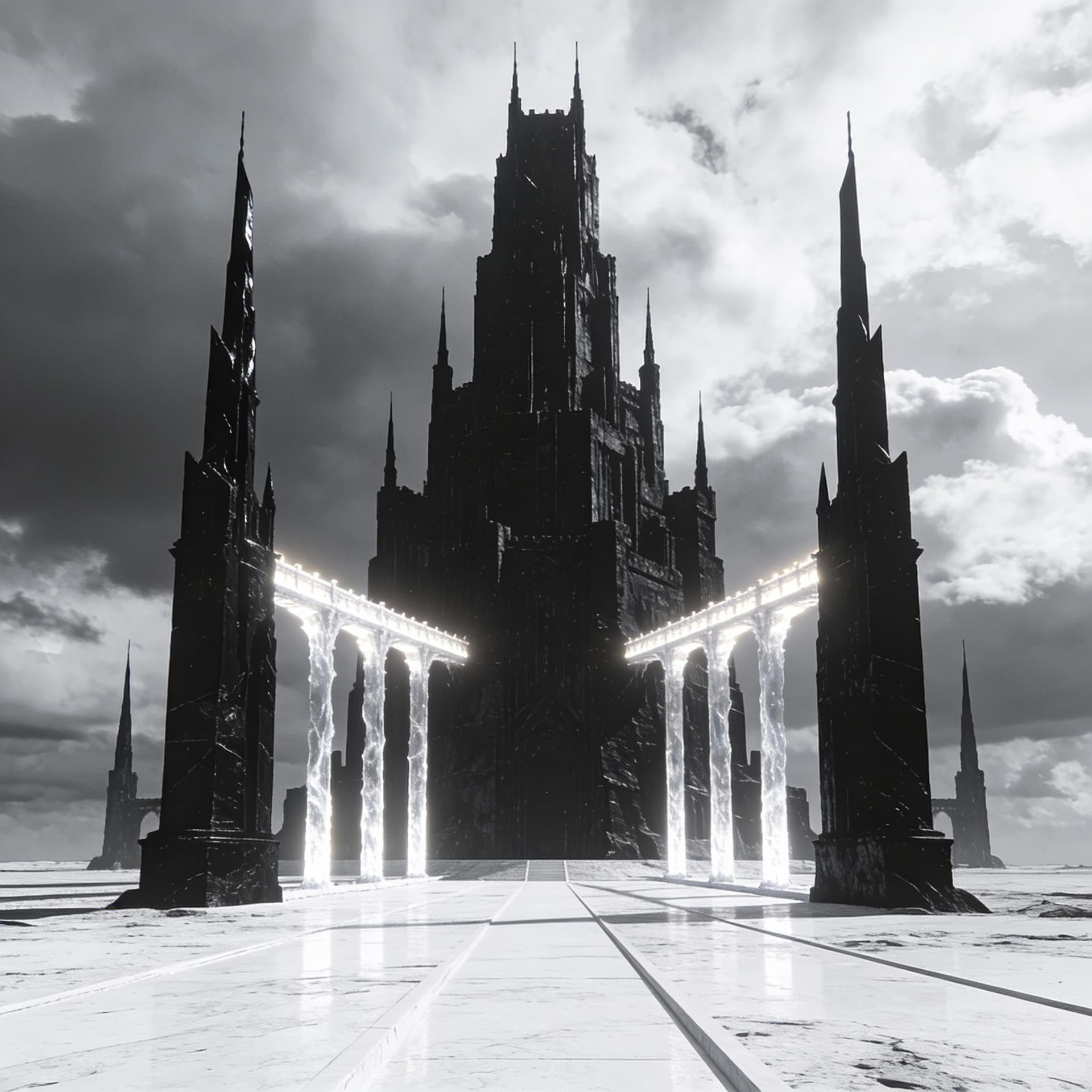 AI generated: Mid-evil fantasy world, Wheel of Time
 -  City
- A colossal, black-stone citadel located in the cent...