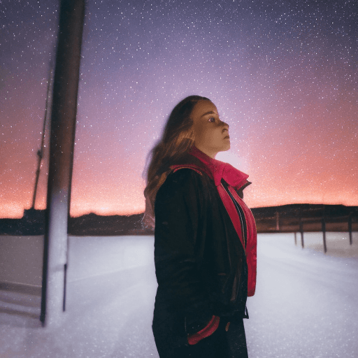 AI generated: High resolution photography of woman outside at night 