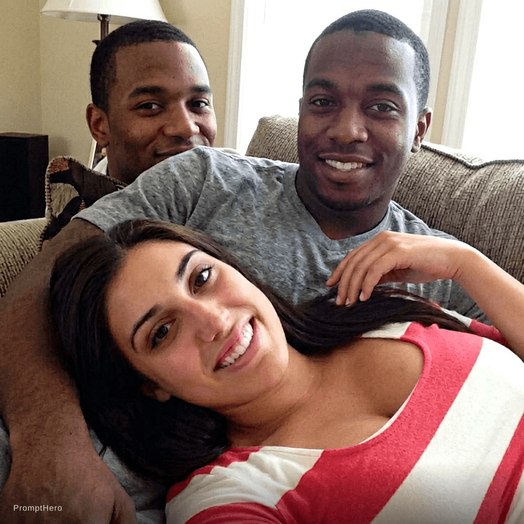 AI generated: posing with her head in a black man’s lap