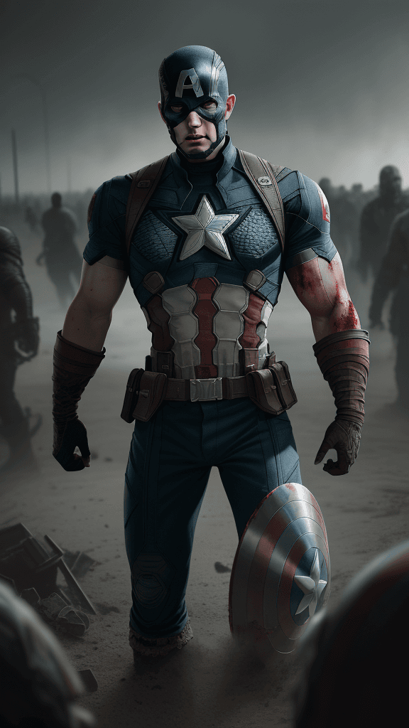 AI generated: Cut off heads(Captain America ), bloody world, unzoom, ultra detailed, ultra realistic, ultra hd, 8k...