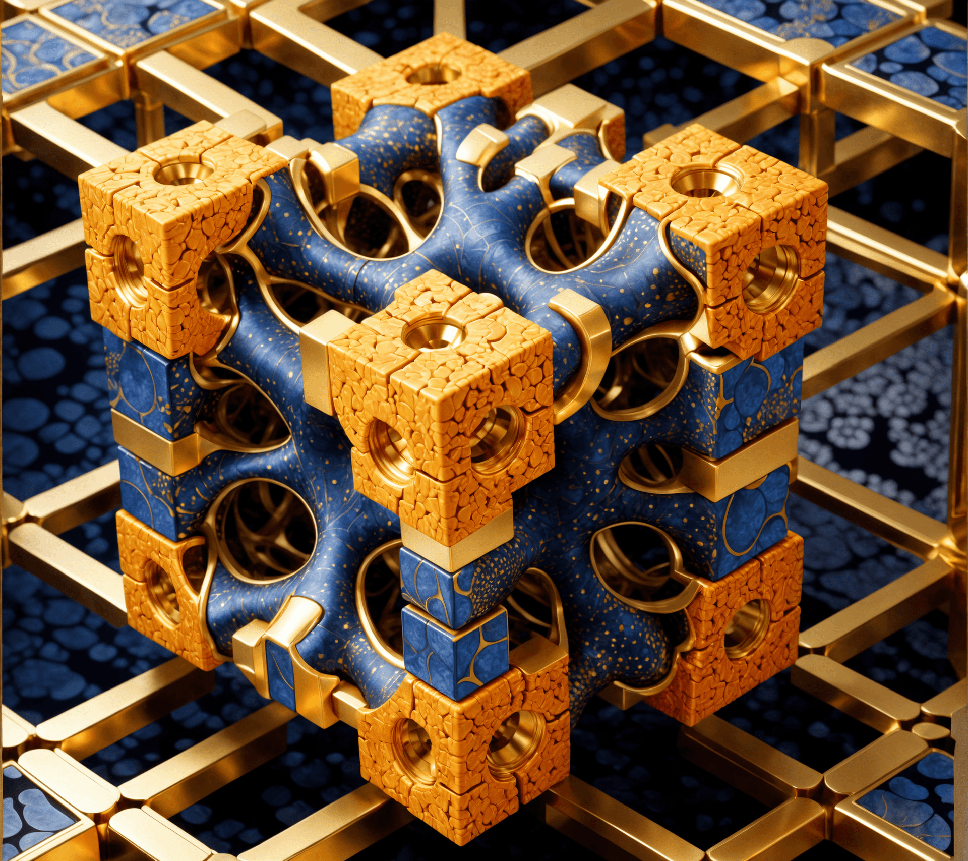 AI generated: arabesque rubik, highly detailed batik illustration of a microscopic surface, style of electron micr...