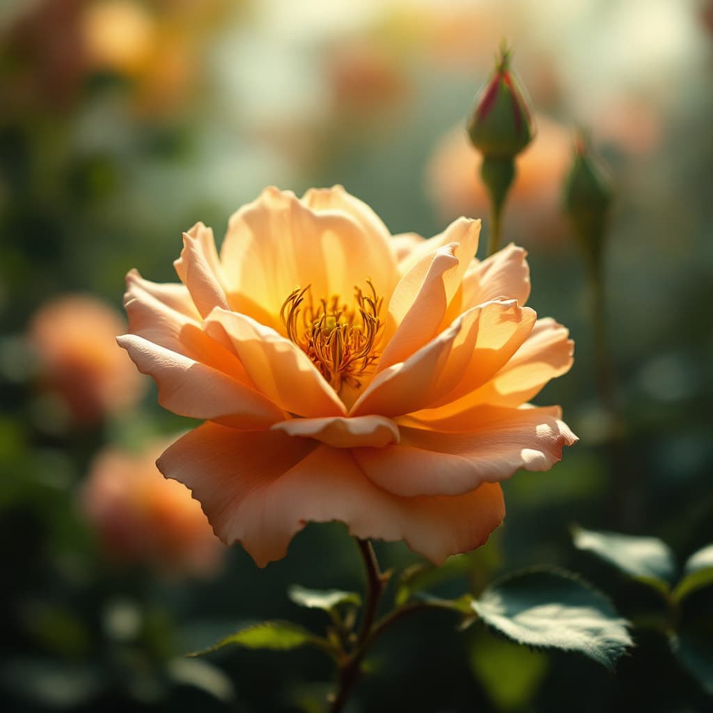 AI generated: wild rose, cinematic lighting
