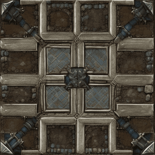 AI generated: topdown picture of the floor of a Dungeon corridor boargame tile, warhammer quest style. grimdark, r...