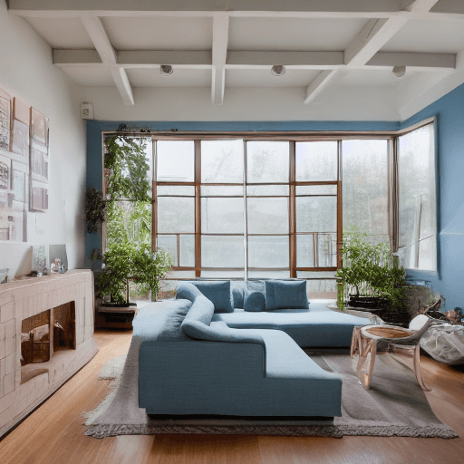 AI generated: High resolution photography interior design, dreamy sunken living room conversation pit, wooden floo...