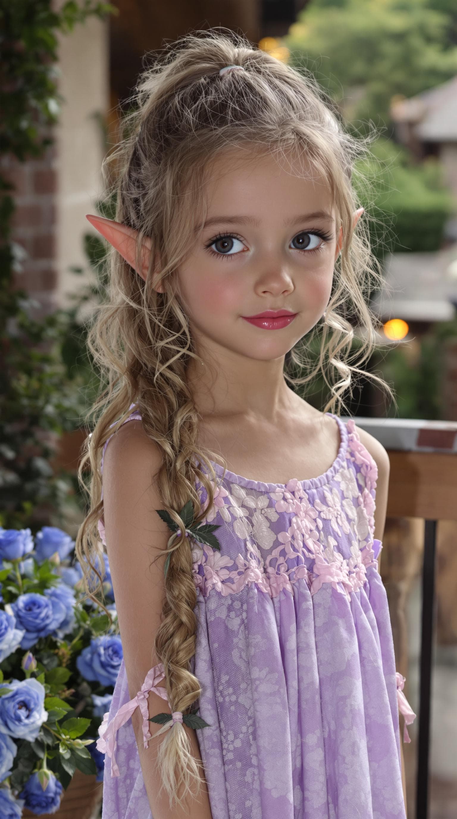 AI generated: a professional photo of a exceptionally beautiful girl in the world (age 7), (seven year old) short ...