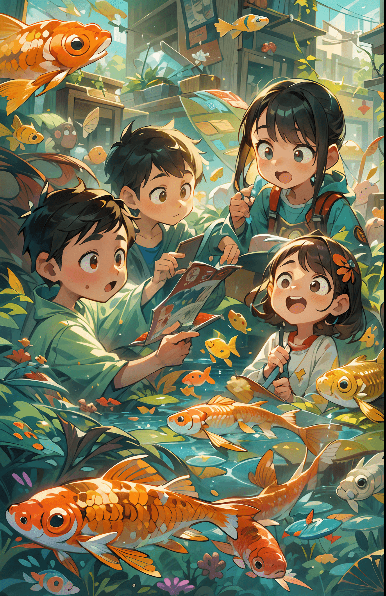 AI generated: Children book cover, masterpiece, mid shot, highly detailed, concept art, oil painting, gouache, har...