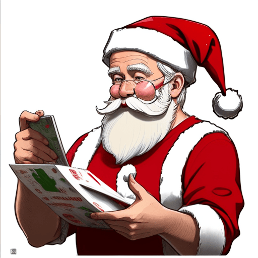 AI generated: Santa Claus playing play station. Risograph