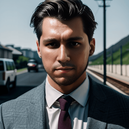 AI generated: wearing a suit, A stunning intricate full color photo of (sks men:1), epic character composition, by...
