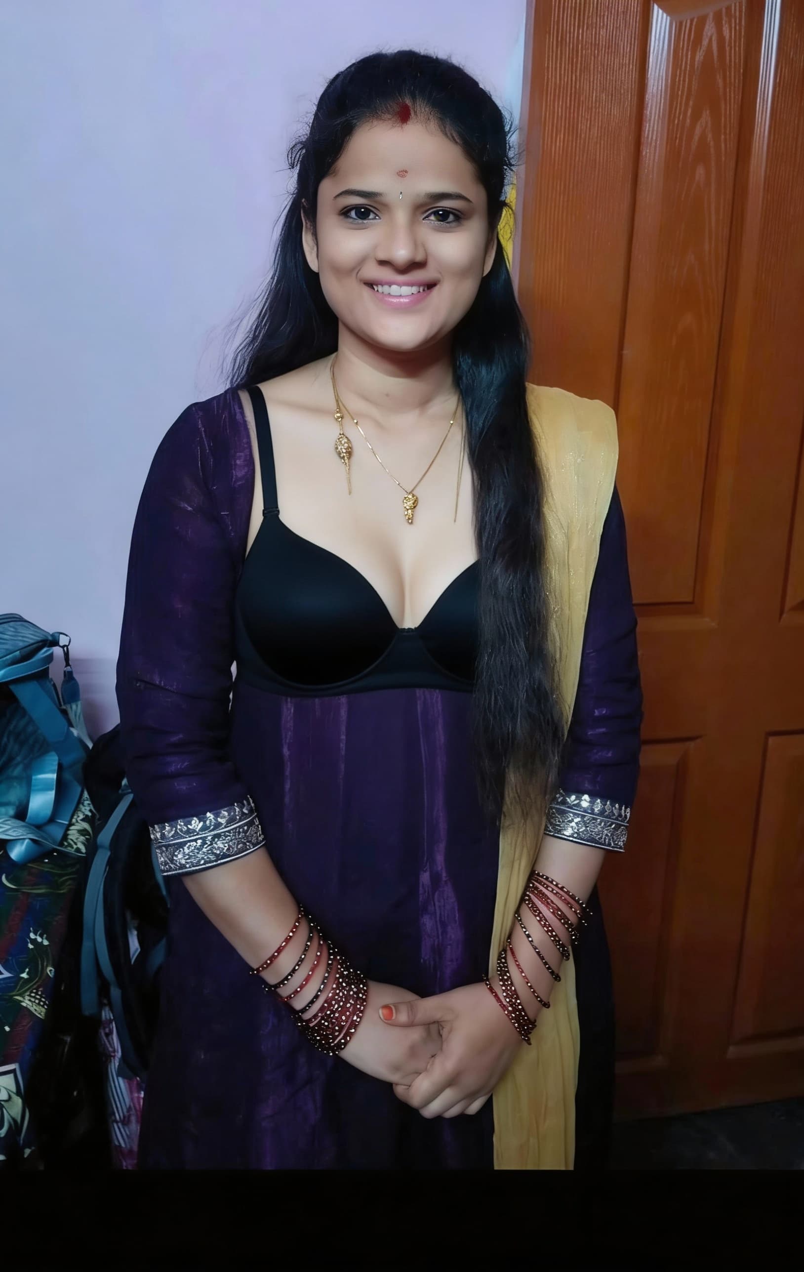AI generated: Wearing black bra