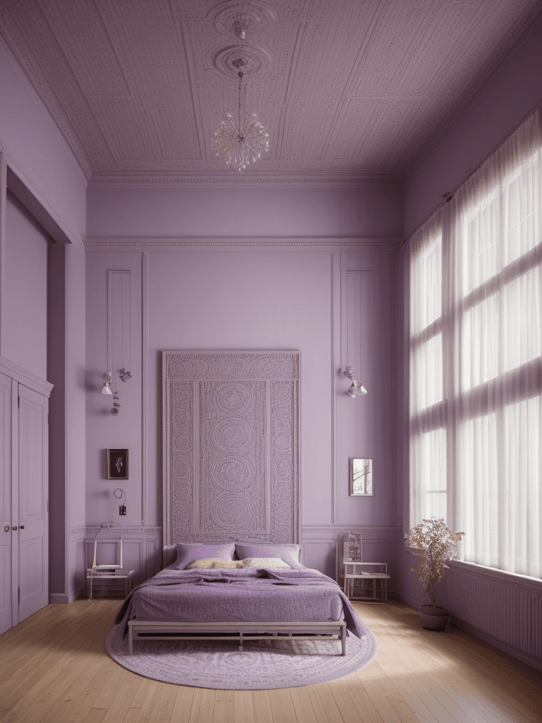AI generated: High resolution photography interior design, badroom, modern furniture and decoration, high ceiling,...