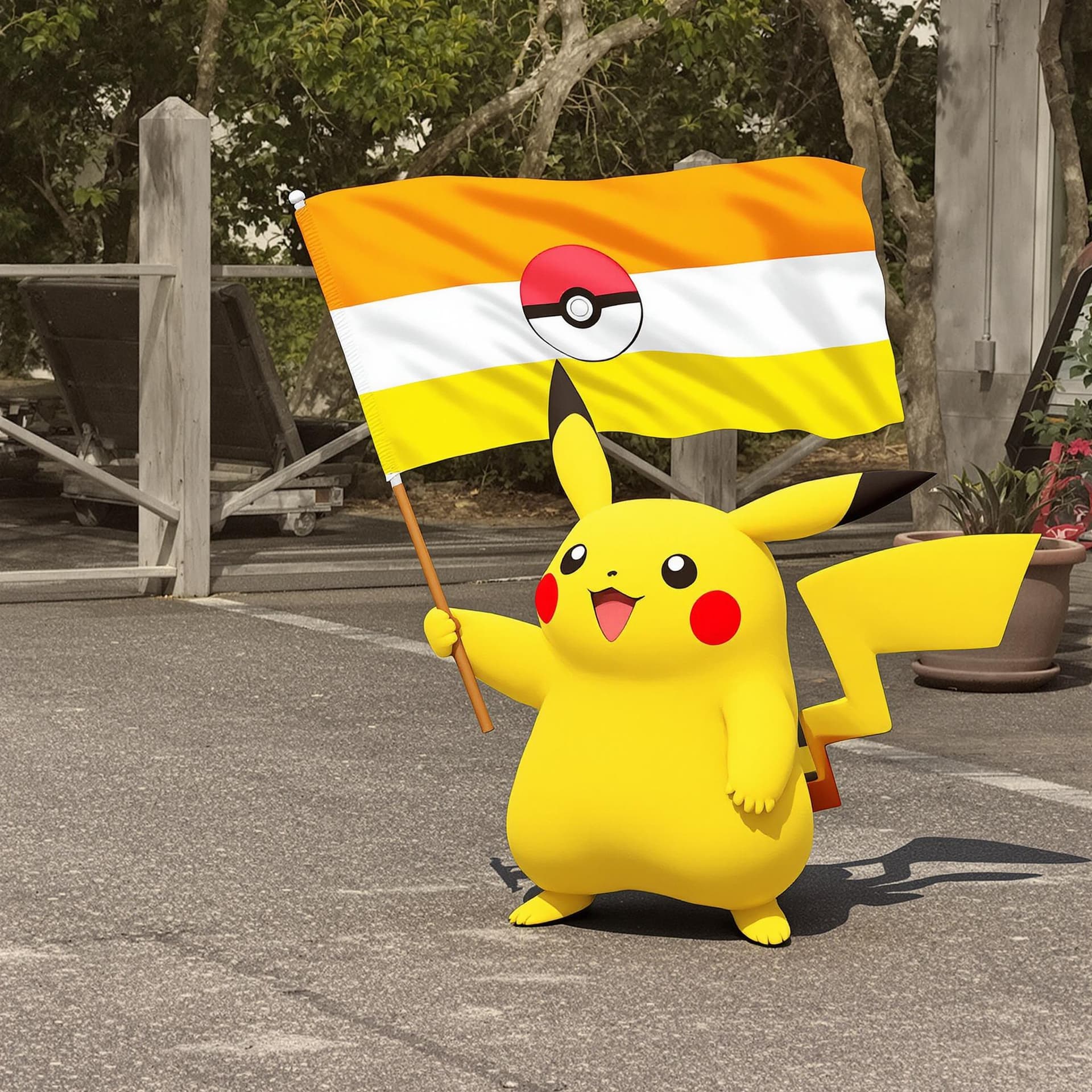 AI generated: Pikachu waving the Ikurrina, the vasque country flag 