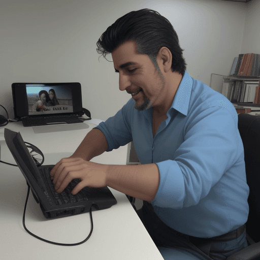 AI generated: chico ofreciendo un servicio de edicion de videos de alta calidad
