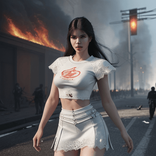 AI generated: In this captivating and dramatic masterpiece, a fierce but ruthless warrior stands amidst the chaos ...