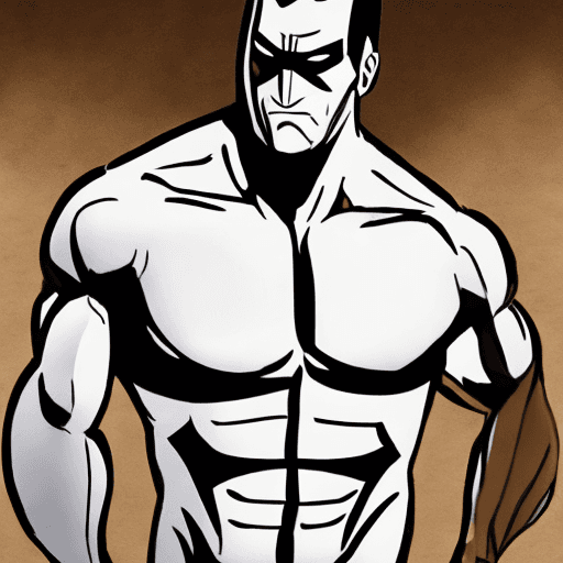 AI generated: Create a superhero like man with his shirt off