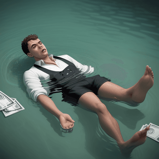AI generated: man drowning in debt 10million dollars,
 2k