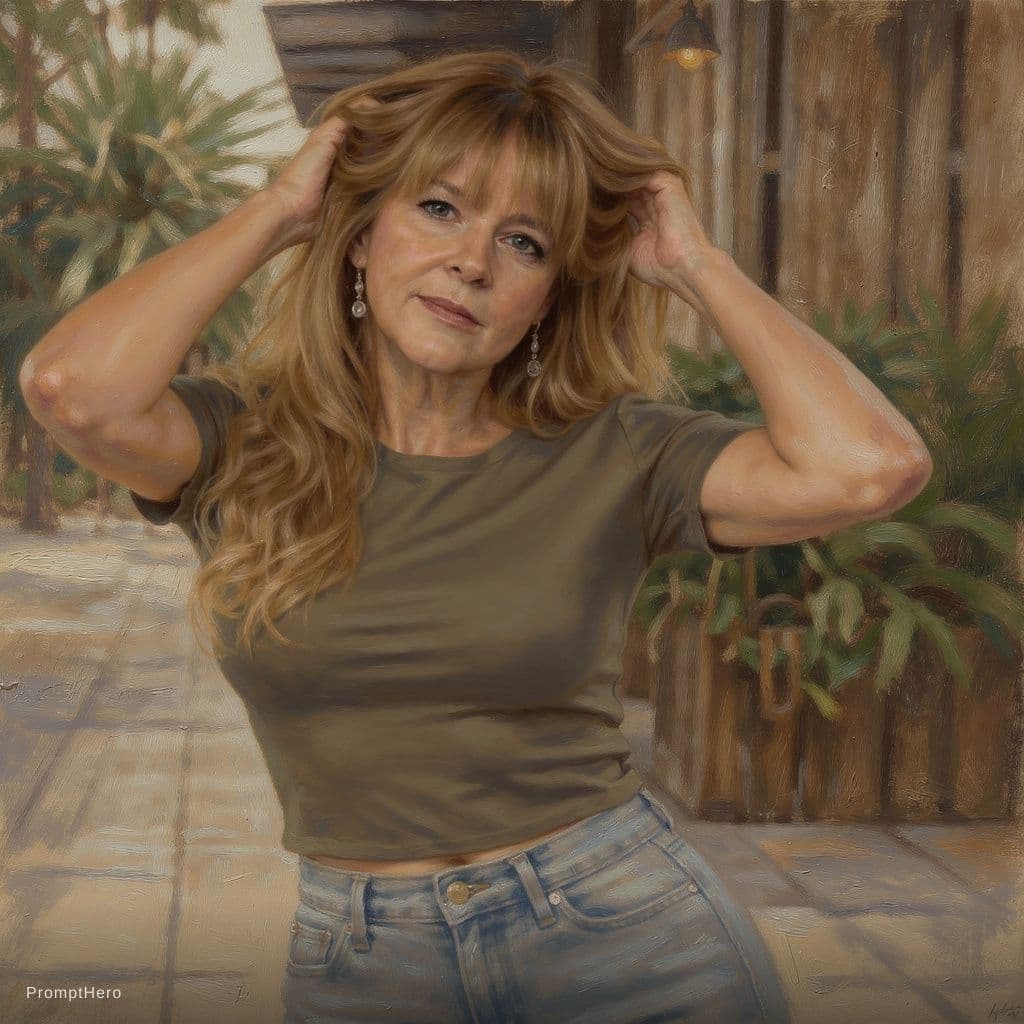 AI generated: make a picture of her shirt pulled down exposing her breasts