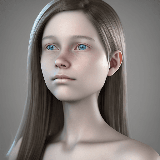 AI generated: A captivating 3D render of a 14-year-old girl, 