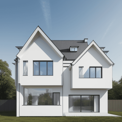 AI generated: Photo of a ultra realistic house located in Poland. House is build in modern  square style with a lo...