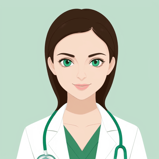 AI generated: ULTRA cute medical women, 2D, GREEN EYES, white background outline, V5