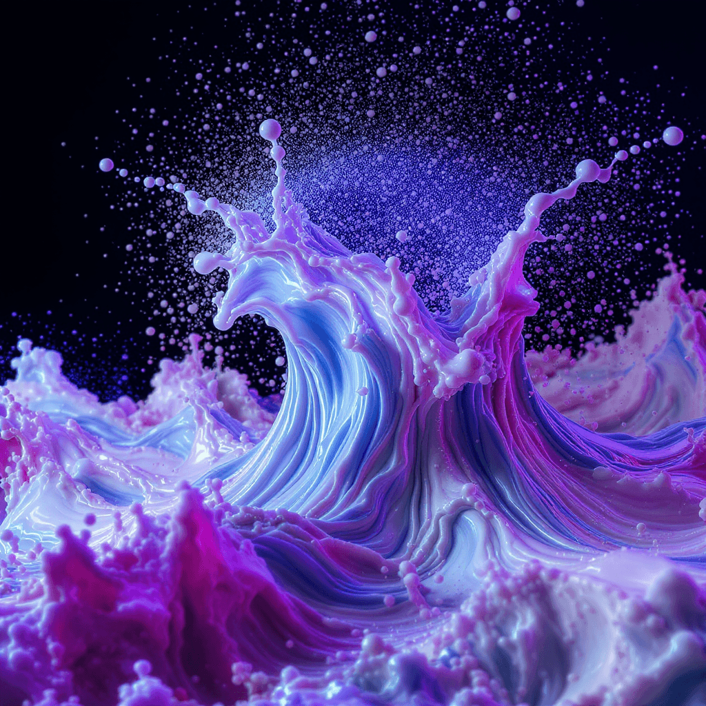 AI generated: abstract liquid wallpaper, neon, milky, powder, fluid, art, flow, waves, explosion, splashes, wet, g...