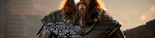 AI generated: Viking male warrior fierce, long blonde hair, long beard, rough pale skin, blue eyes, symmetrical fe...