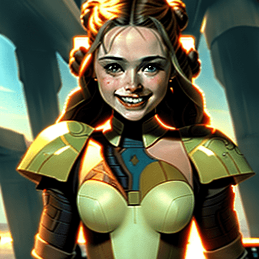 AI generated: padme amidala, attack of the clones, battle of geonosis, smiling