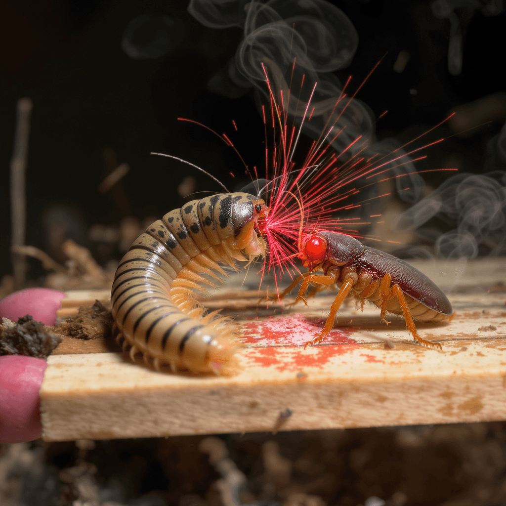 AI generated: centipede fighting a cockroach, american match