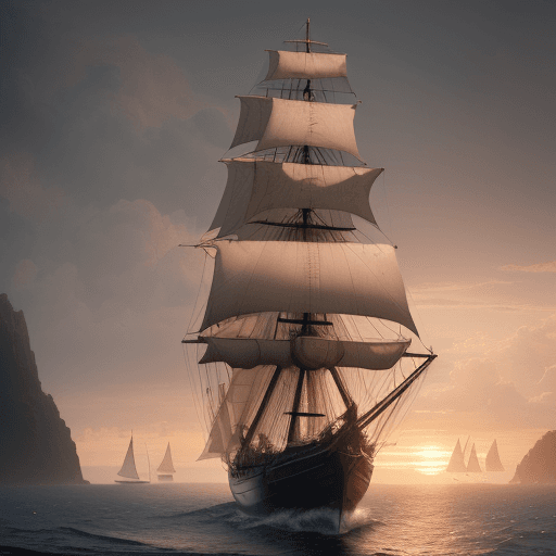 AI generated: Photo of a ultra realistic sailing ship, dramatic light, pale sunrise, cinematic lighting, battered,...
