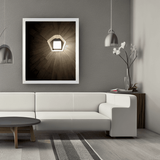 AI generated: High resolution photography interior design, with Urbaway Lighting logo on the wall

