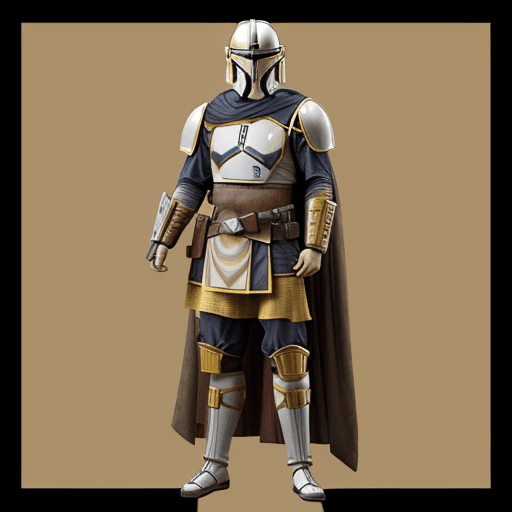 AI generated: the mandalorian gold and white costume, full samurai armor mandalorian