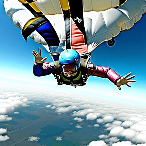 AI generated: Skydiver falling through the clouds