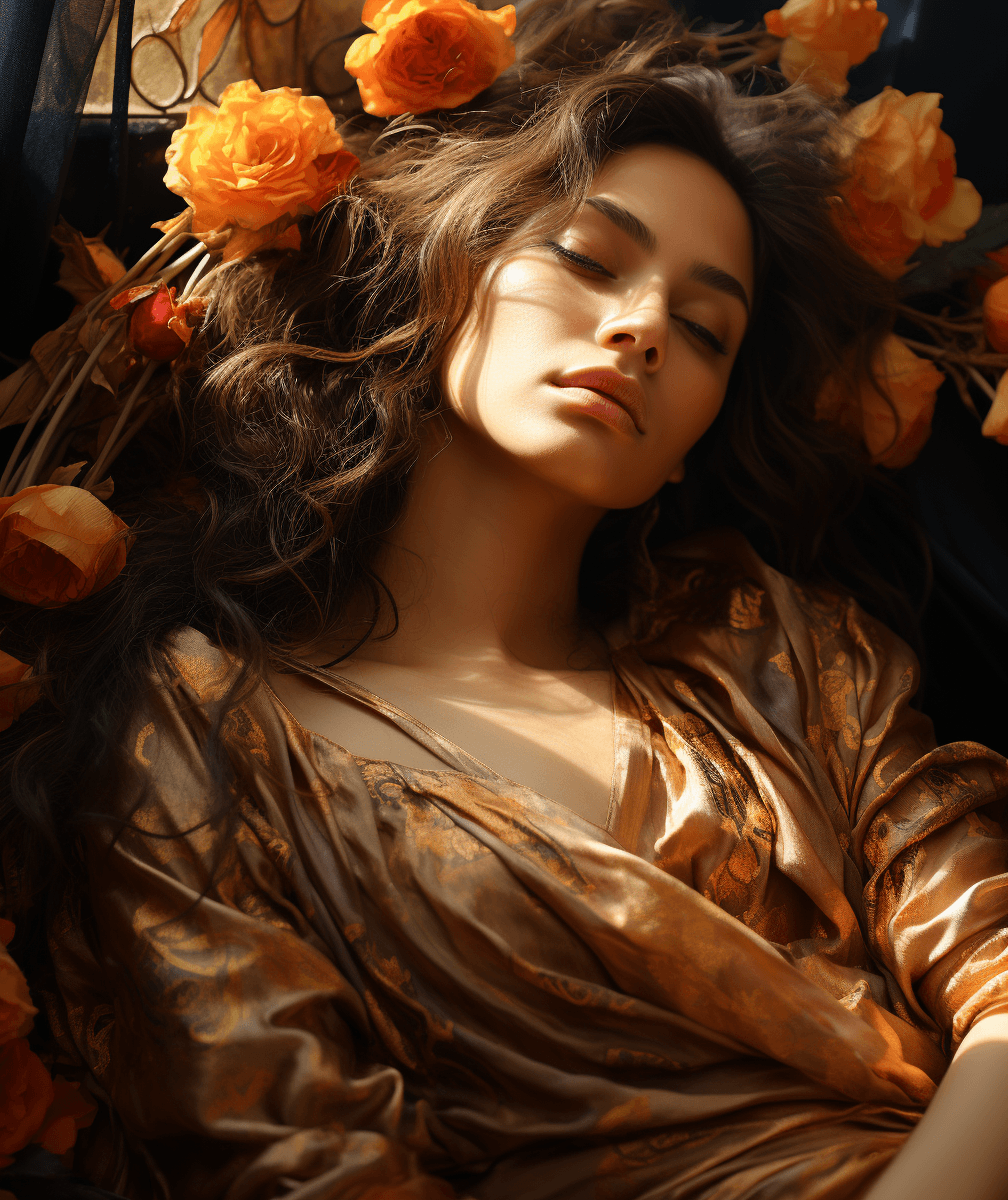AI generated: by neo sampson, in the style of impressionistic portraiture, light gold and amber, indian scenes, ph...