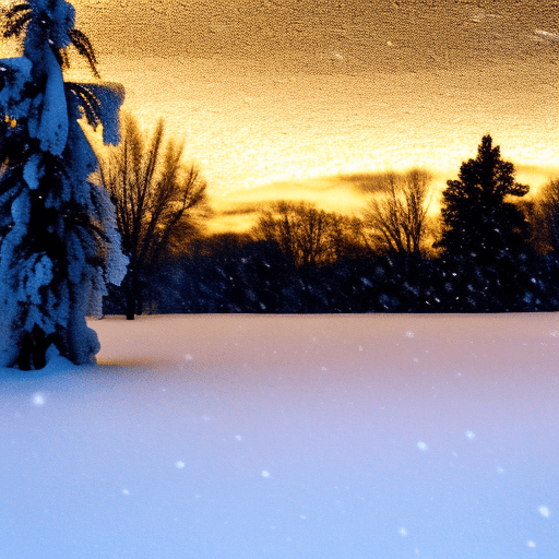 AI generated: snow storm at night.
ice crystals falling to the ground.
faint golden light on the flat horizon.