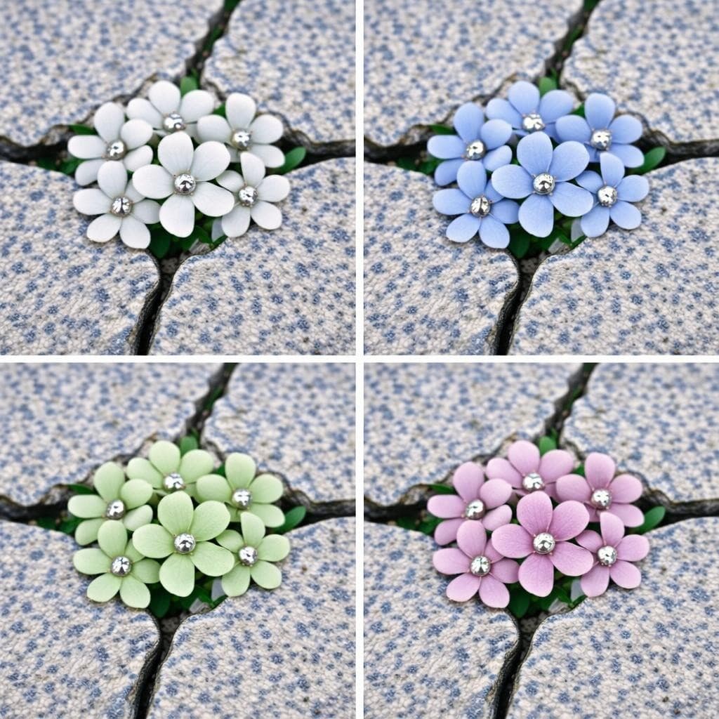 AI generated: make the center of the flowers silver 
