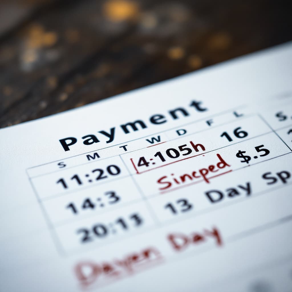 AI generated: A calendar with scheduled payment dslr, ultra quality, sharp focus, tack sharp, dof, film grain, Fuj...
